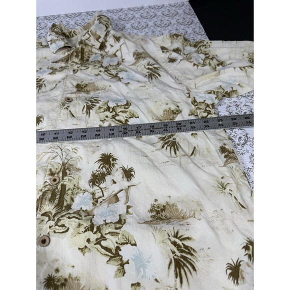 Tommy Bahama Shirt Mens Green Floral Button Hawaiian Size Large‎ Silk - Picture 6 of 7